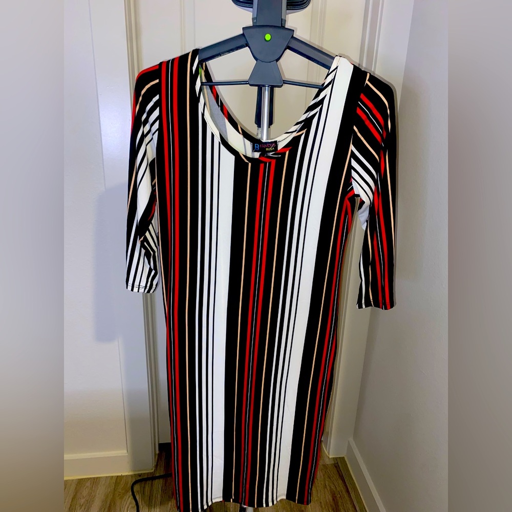 Striped Knee Length Dress